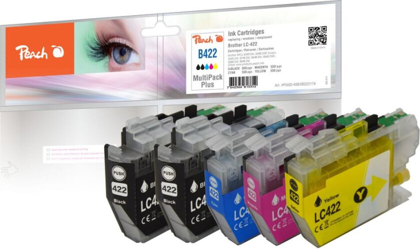 Kompatibel med Brother LC-422 blekkpatron Multipack Plus, 5-pakning