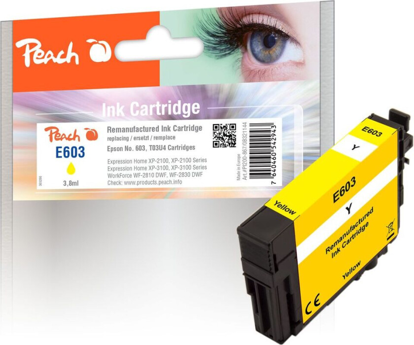 Kompatibel med Epson nr. 603 gul blekkpatron T03U4 3,8ml