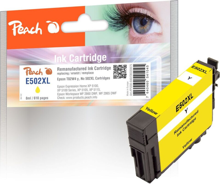 Kompatibel med Epson No. 502XL blekkpatron Gul T02W4 8ml
