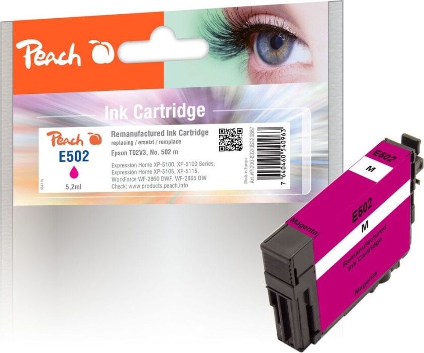 Kompatibel med Epson No. 502 blekkpatron Magenta T02V3 5,2ml