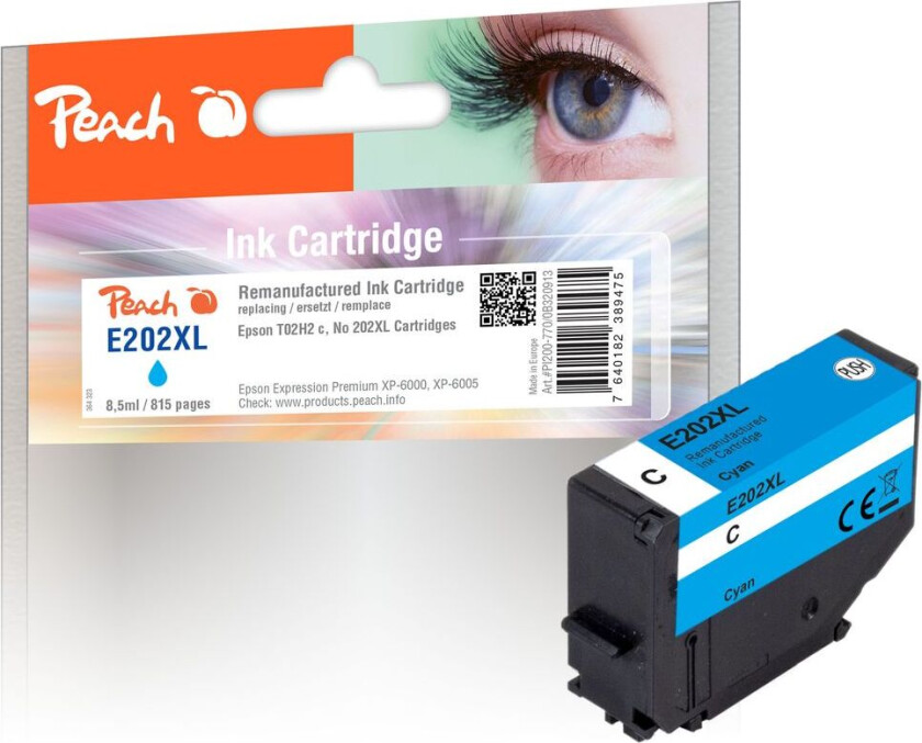 Kompatibel med Epson No. 202XL Blekkpatron Cyan T02H2 8,5ml