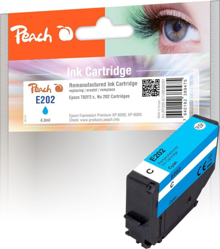 Kompatibel med Epson No. 202 Blekkpatron Cyan T02F2 4,8ml