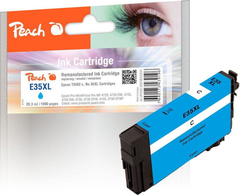 Kompatibel med Epson No. 35XL Blekkpatron Cyan T3592 24ml