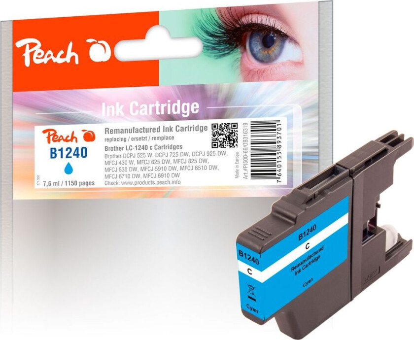Kompatibel med Brother LC-1240 Blekkpatron Cyan 7,6ml