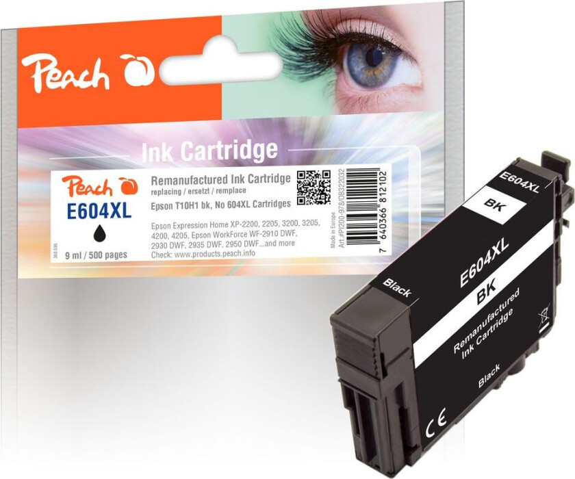 Kompatibel med Epson No. 604XL Blekkpatron Svart T10H1 9ml