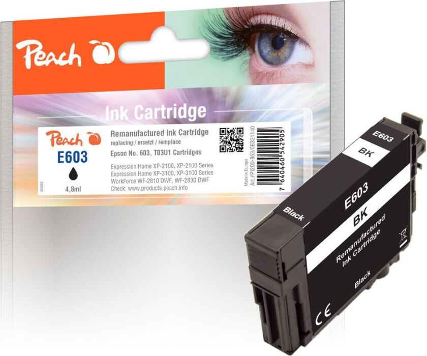 Kompatibel med Epson No. 603 Blekkpatron Svart T03U1 4,8ml