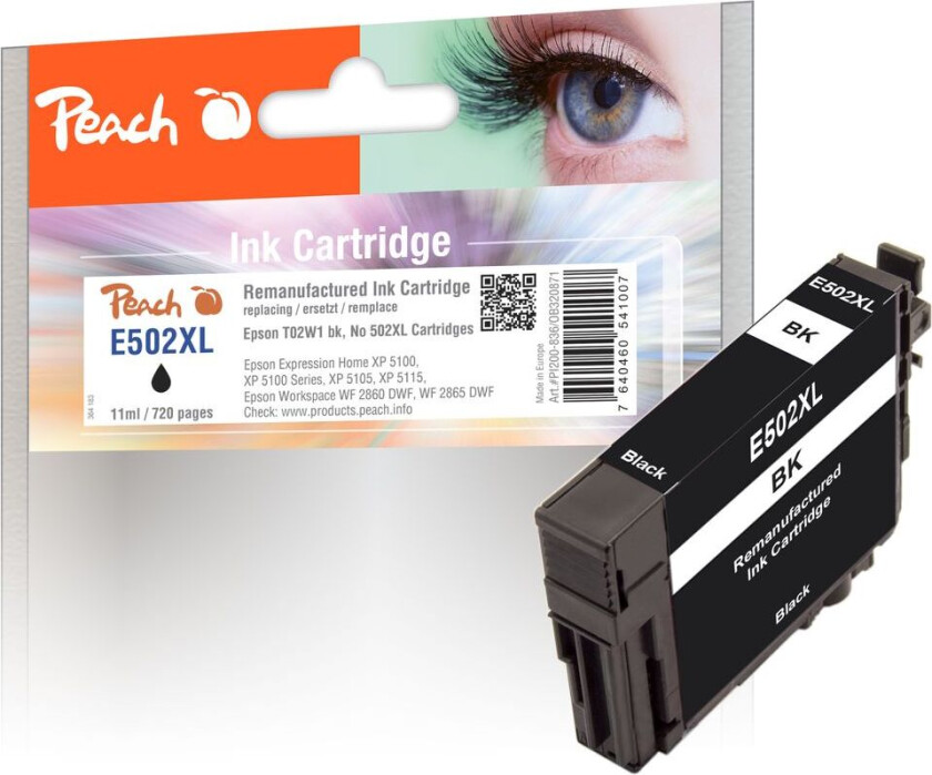 Kompatibel med Epson No. 502XL Blekkpatron Svart 02W1 11ml