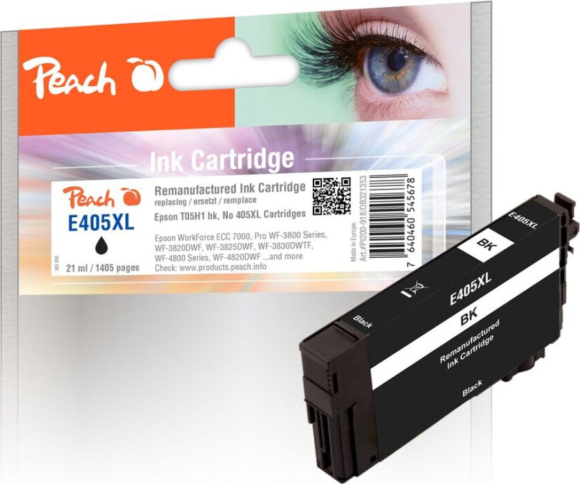 Kompatibel med Epson No. 405XL Blekkpatron Svart T05H1 21ml