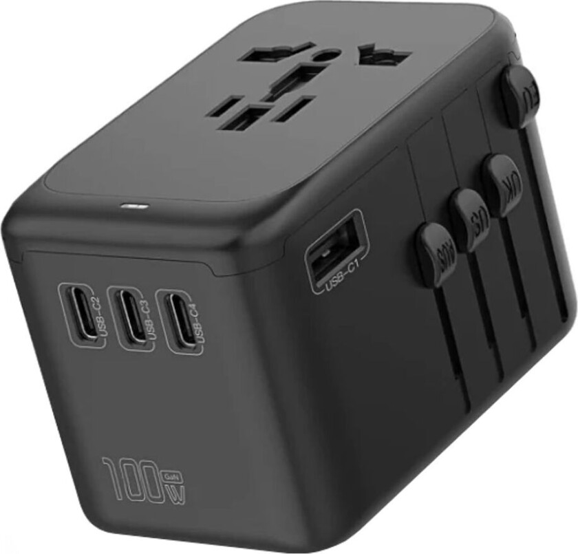 SiGN Universal reiseadapter med USC-C/USB-A 100W