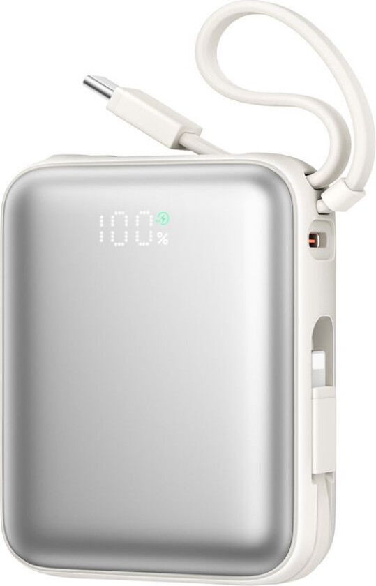 Bilde av 22,5W hurtiglading Power Bank 10000mAh med doble kabler - hvit