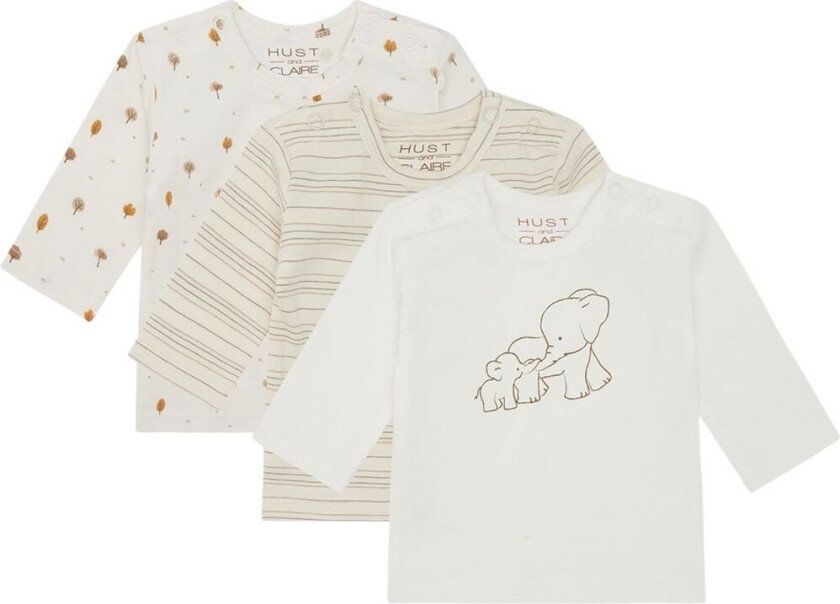 Amar 3-pakning Langermet T-skjorte Snow White | Hvit | 74 cm