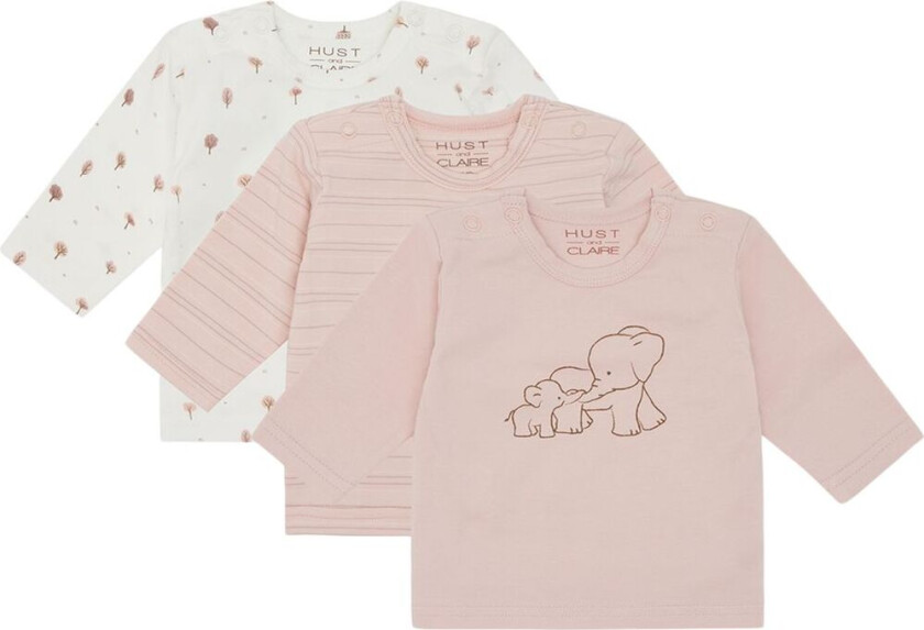 Amar 3-pakning Langermet T-skjorte Peach Dust | Rosa | 68 cm