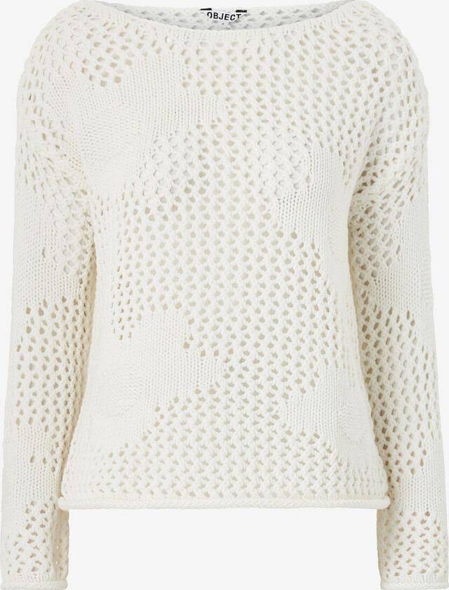 Genser objBritta 3/4 LO Knit Pullover 139 - Hvit