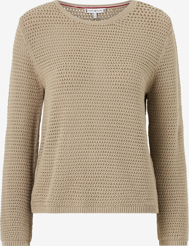 Genser Pointelle Crochet Open-nk LS Swt - Brun
