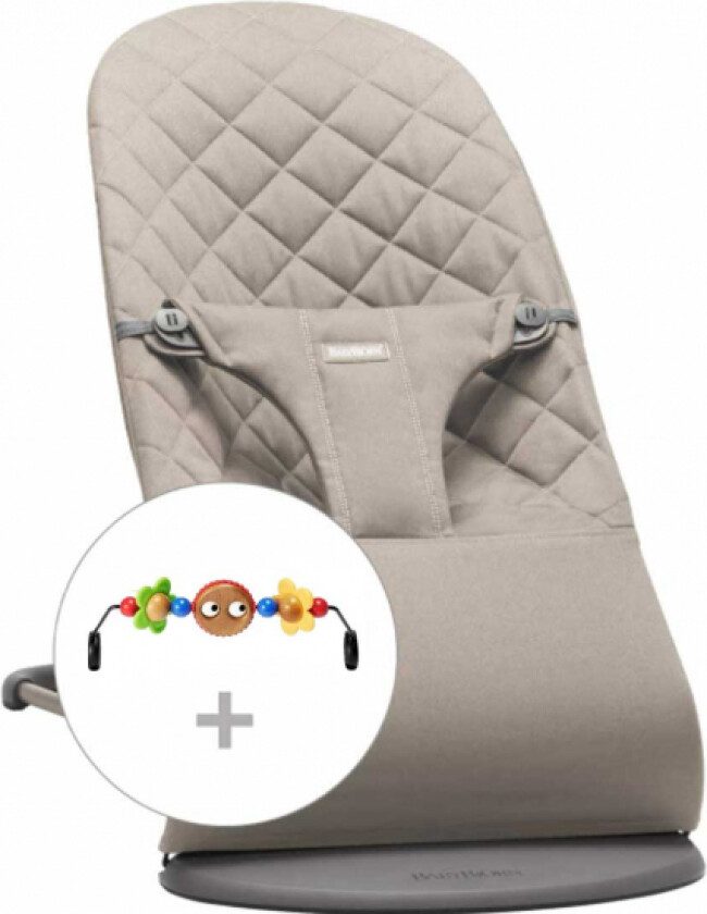 BabyBjørn Vippestol Bliss Vevd Sandgrå + Leketøy
