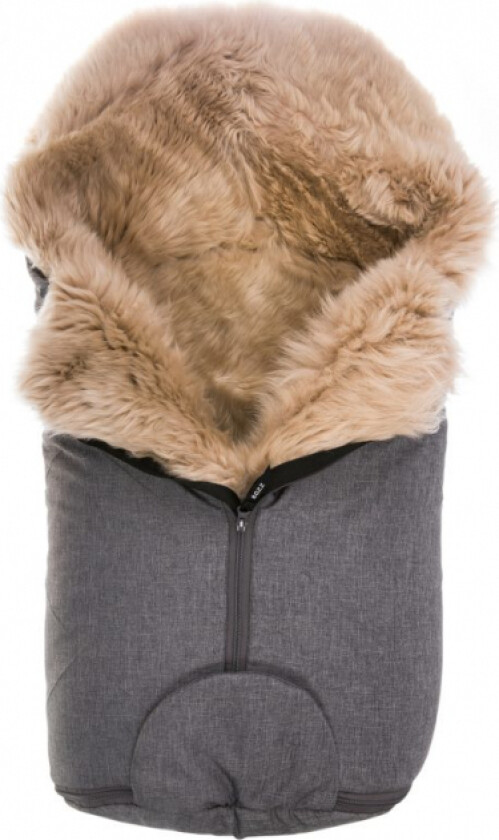 Vognpose Small Lammeskinn langharet Grå Melange -Linnen