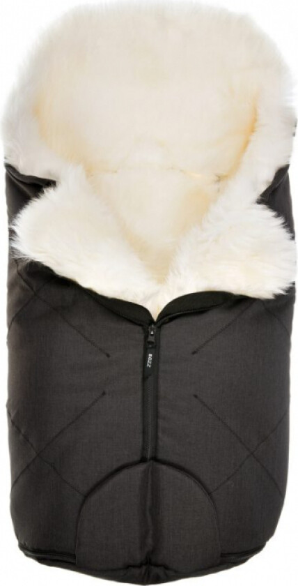 Vognpose Small Lammeskinn langharet Sort Melange - white