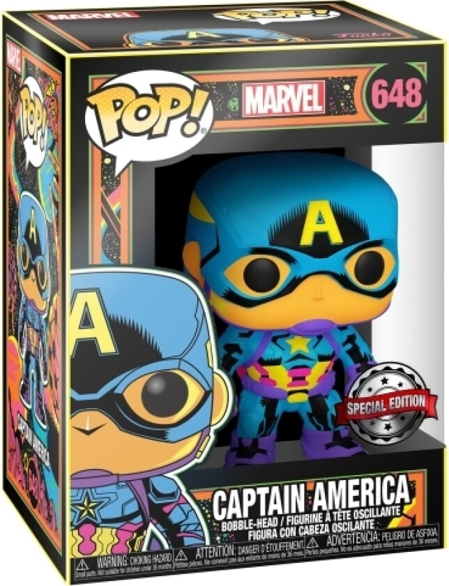 Funko Pop! 648: Marvel - Black Light Captain America (Special Edition)