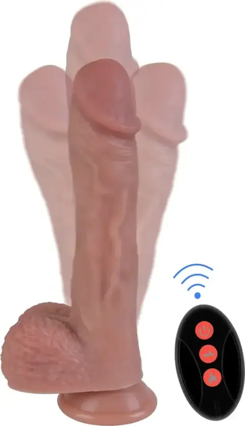 Heating, Thrusting & Rotating Silicone Dildo 22 cm