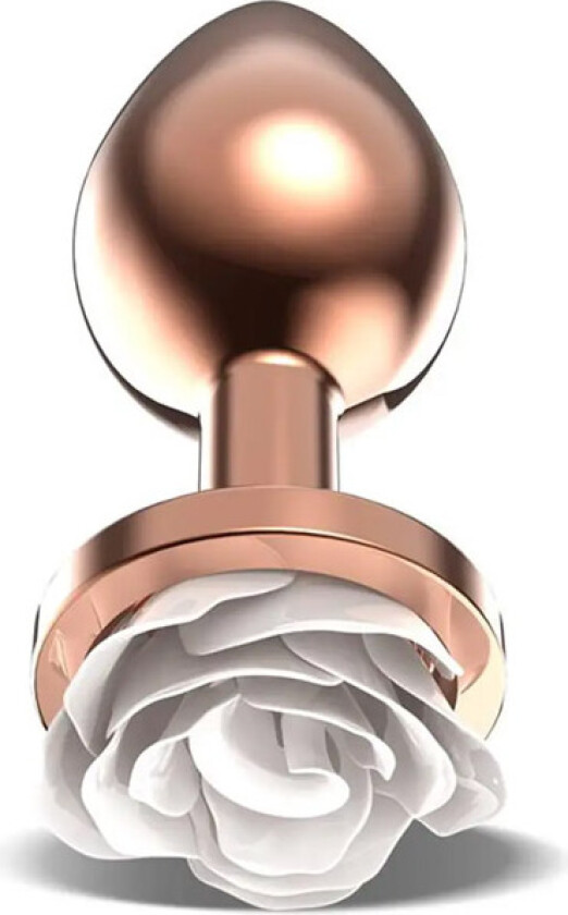 Rosegold Metal Anal Plug With White Rose Small