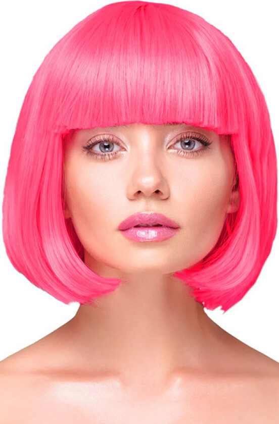Party Wig Short Straight Hair Neon Pink