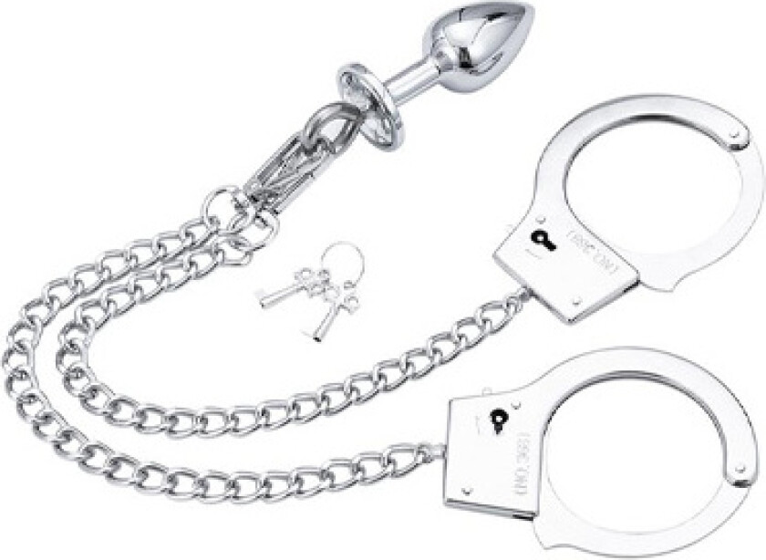 Metal Hand Cuffs With Anal Plug