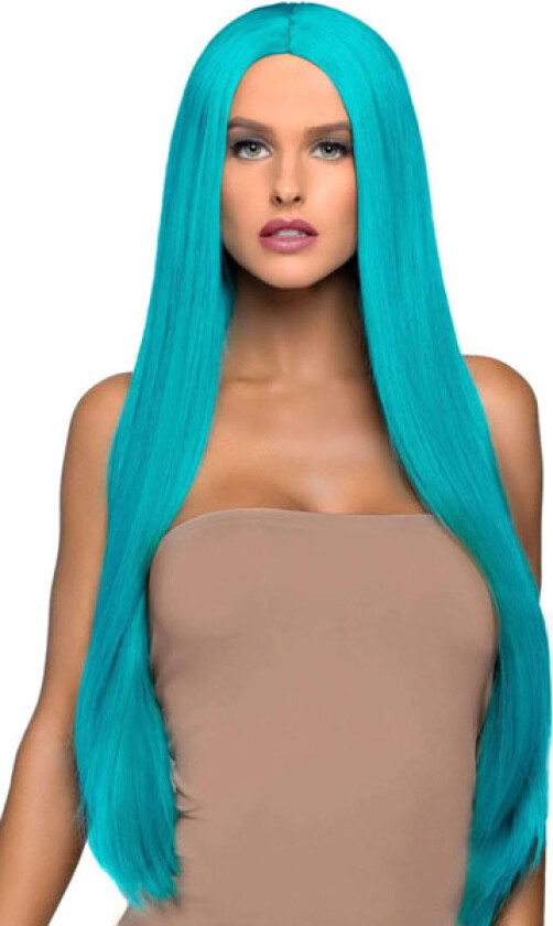 Long Straight Center Part Wig Turquoise