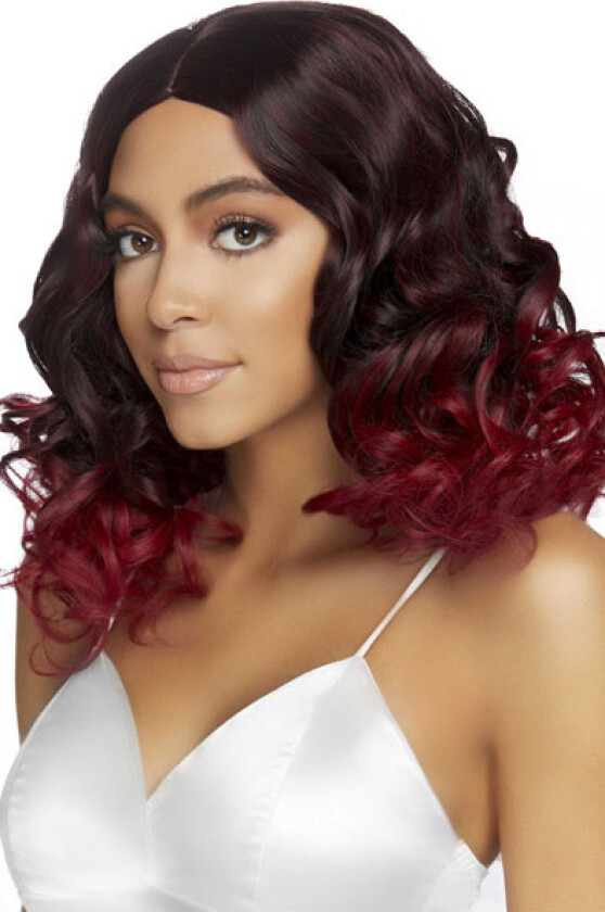 Curly Ombre Long Bob Wig Burgundy