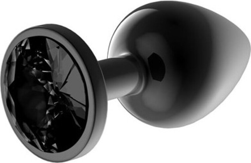 Metalic Butt Plug With Blackgem Jewel L