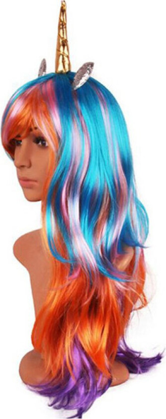 Wig With Golden Unicorn Horn