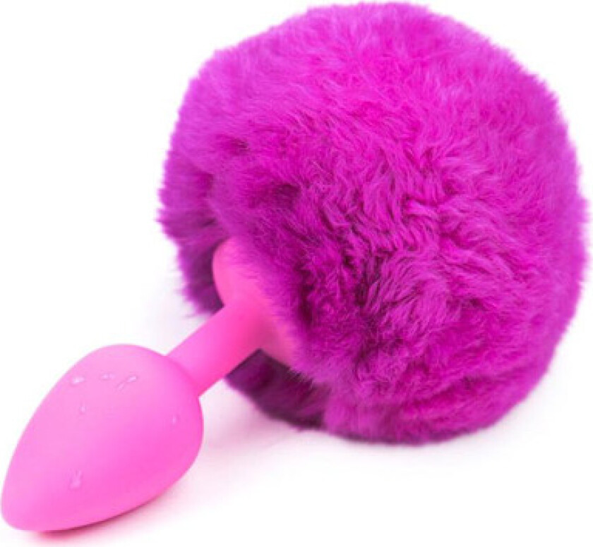 Purple Faux Fur Rabbit Tail With Silicone Plug S