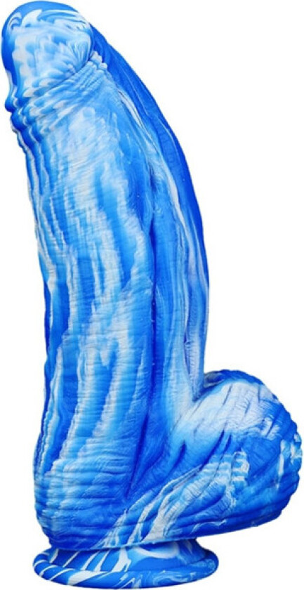 Silicone Dildo Fat Dick Blue-White 25cm