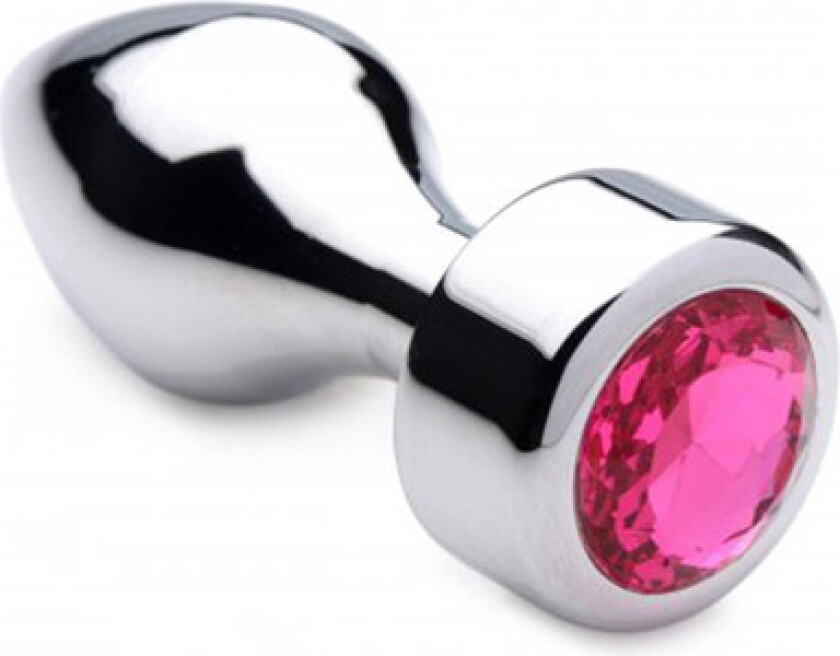 Aluminum Butt Plug With Pink Crystal Medium