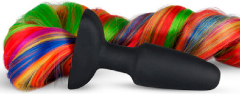 Silicone Butt Plug With Tail Rainbow