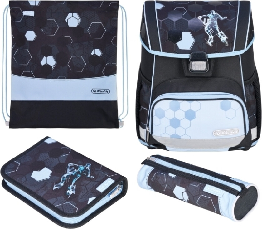 Loop Plus Cyber Soccer, Pennal, Pencil Pouch, Skolesekk, Sportsbag, Gutt, Barneskole, Ryggsekk, 17 L, Forlomme, Sidelomme