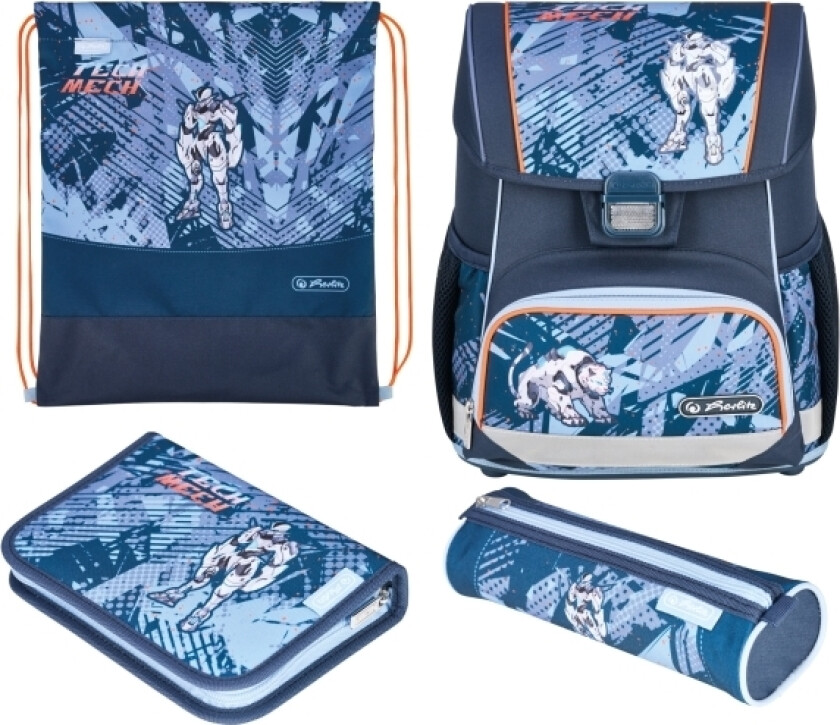 Loop Plus Techmech, Pennal, Pencil Pouch, Skolesekk, Sportsbag, Gutt, Barneskole, Ryggsekk, 17 L, Forlomme, Sidelomme
