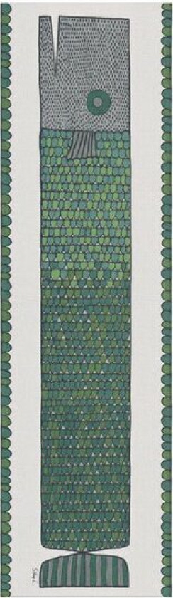 Stig L Fiskben løper 35x120 cm blågrønn