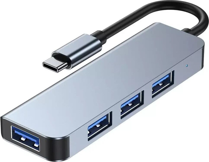 Tech-Protect 4-i-1 USB-C Multiport Hub - 4 x USB-A - Grå