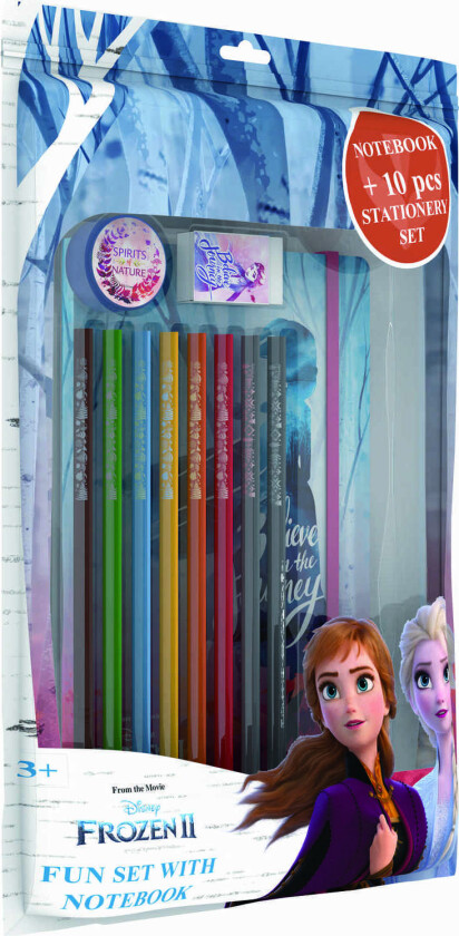 Frozen II notatbok og 10 tilbehør anna elsa frost