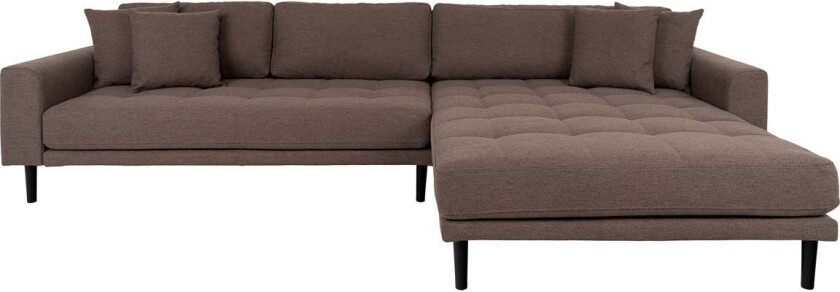 Lido sofa , lenesofa høyrevent med 4 puter brun.