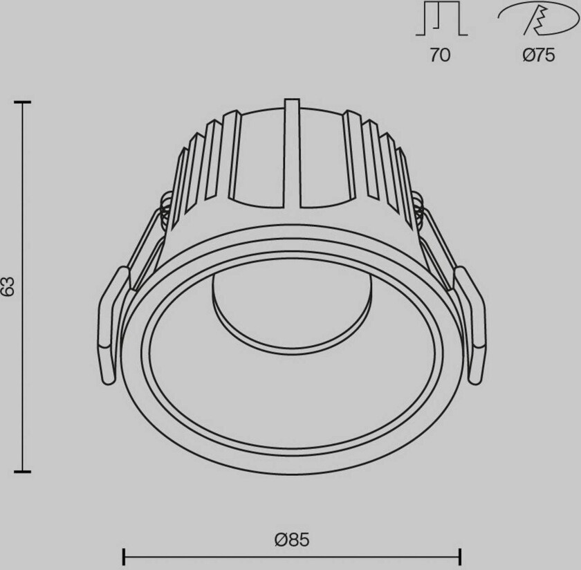 innbyggingslampe Alfa, svart/hvit, Ø 8,5 cm, 15 W, 36°, 36°