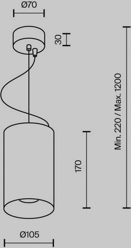 LED-hengelampe Efir, gullmatt, Ø 10,5 cm, 33W, 38°, 38°, Ø 10,5 cm