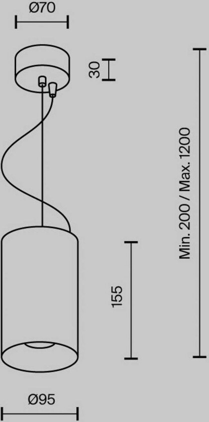 LED-hengelampe Efir, svart, Ø 9,5 cm, 25 W, 38°, 38°