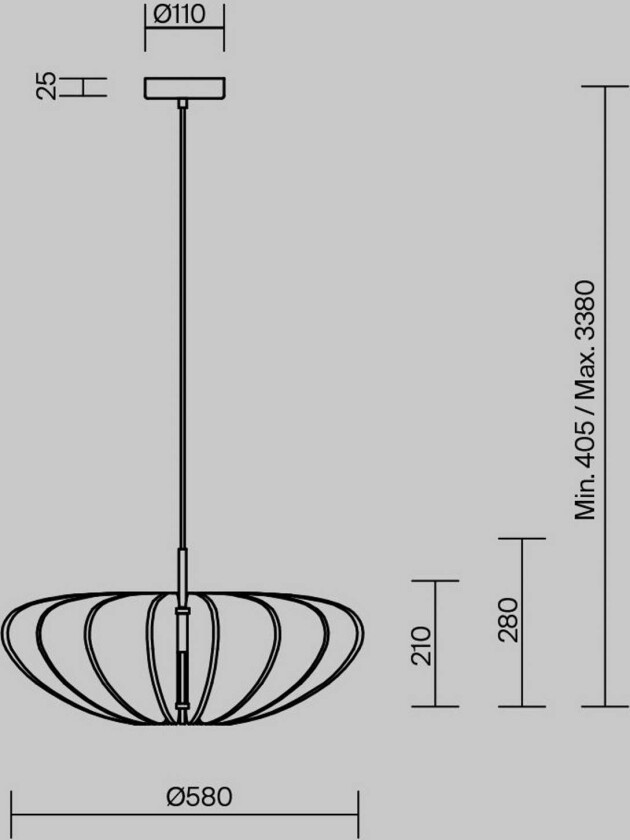 hengelampe Cambio, grå, Ø 58 cm, filt, E27