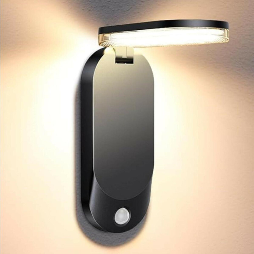 Solar vegglampe 5W 3000 Kelvin IP65 utendørs med solcelle og sensor - Svart