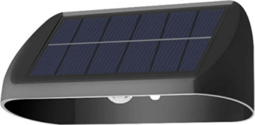 Solar vegglampe 2W 3000 Kelvin IP65 utendørs med solcelle - Svart