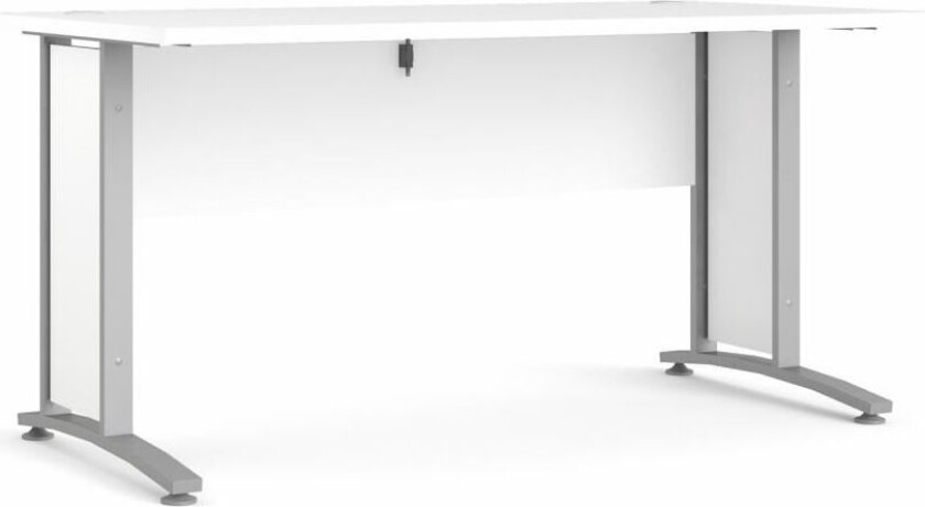 Prisme skrivebord B hvit og sølvgrå stål.
