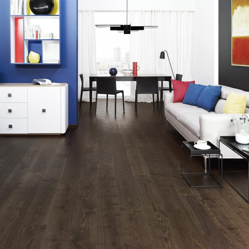 Parkettgulv Nordic Floor Ask Coffee Brunbeiset Mattlakk 1-stav