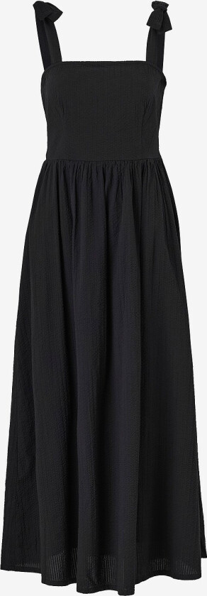 Maxikjole Bow-strap Seersucker Summer Dress - Svart
