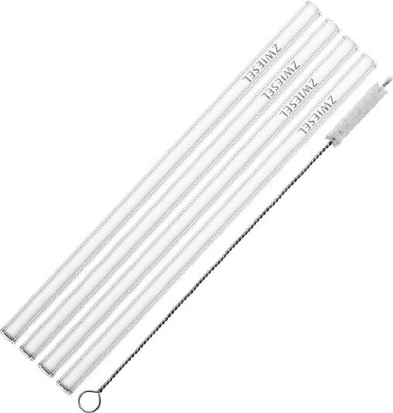 Glastrinkhalm sugerør 21 cm 4 stk klart glass